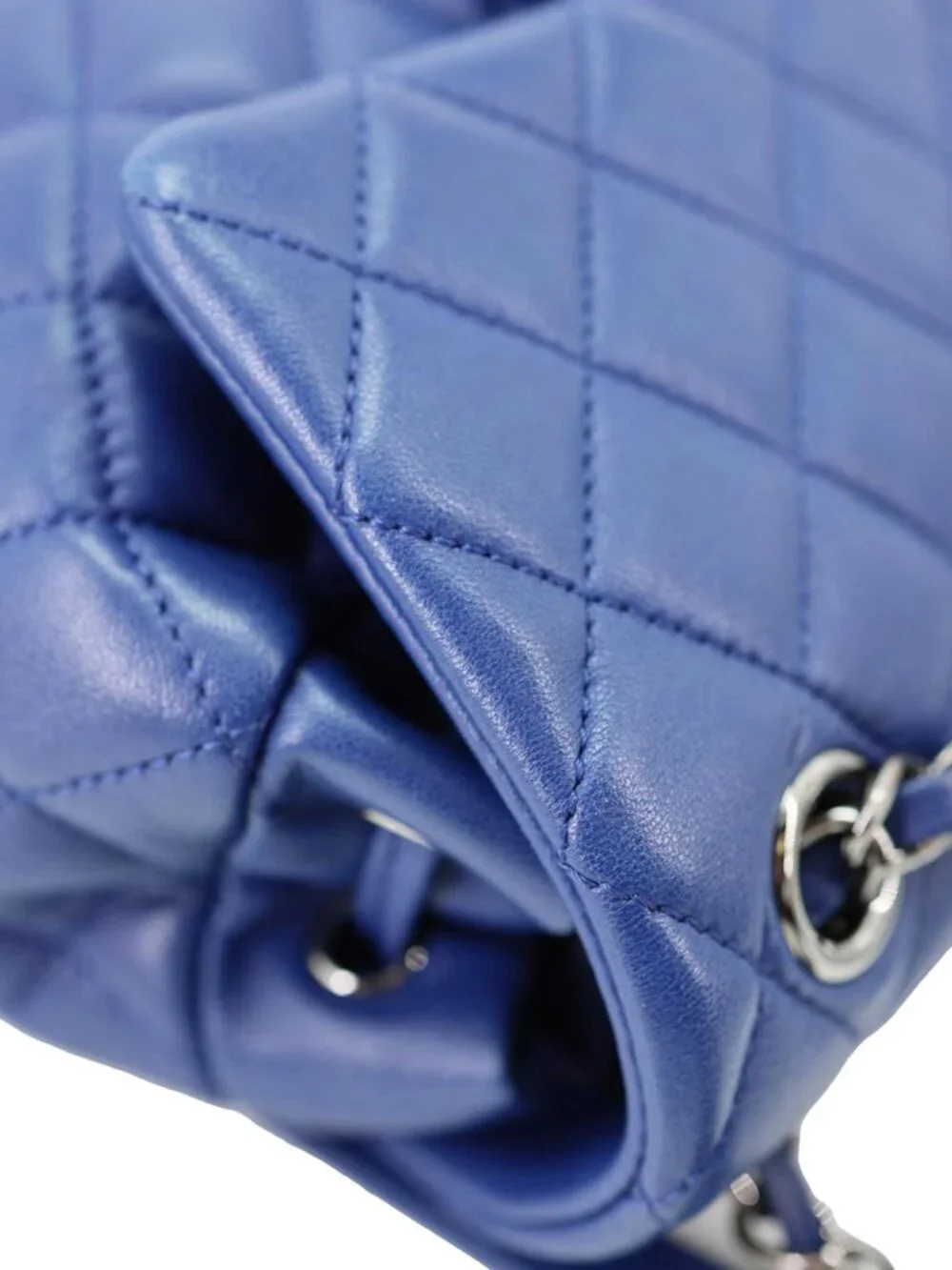 Chanel Urban Spirit Quilted Lambskin Leather Backpack Bag Blue